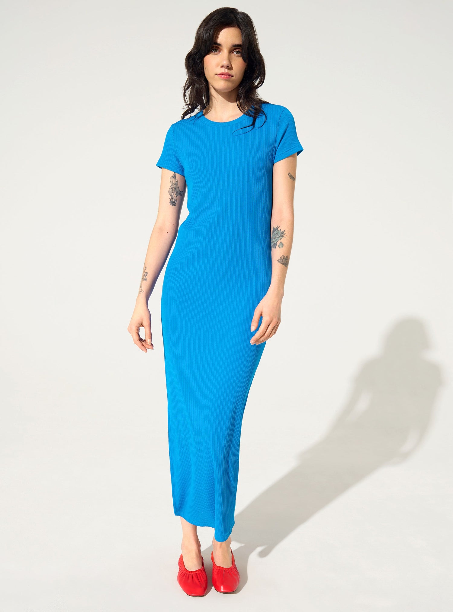 Blue cotton pleated fitted dress - 0 Blue cotton pleated fitted dress - 0